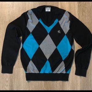 Express Argyle V-neck Sweater